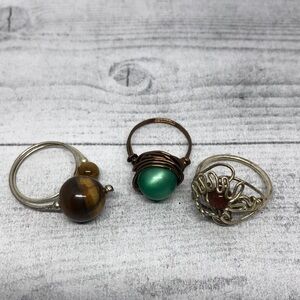 Artisan handmade wire boho rustic style statement rings sizes in pictures